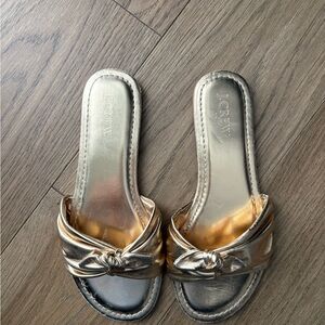 J. Crew Metallic Gold Knot Sandals